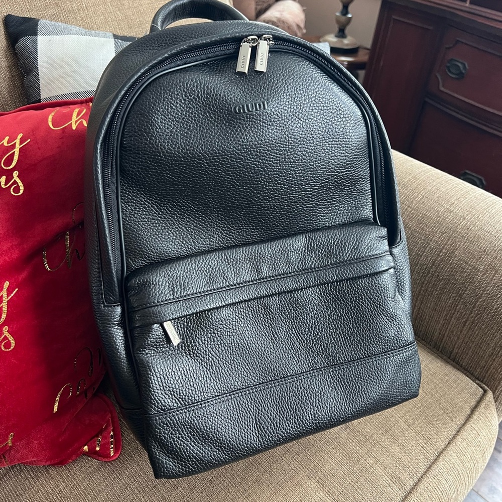 Black Italian Leather Backpack